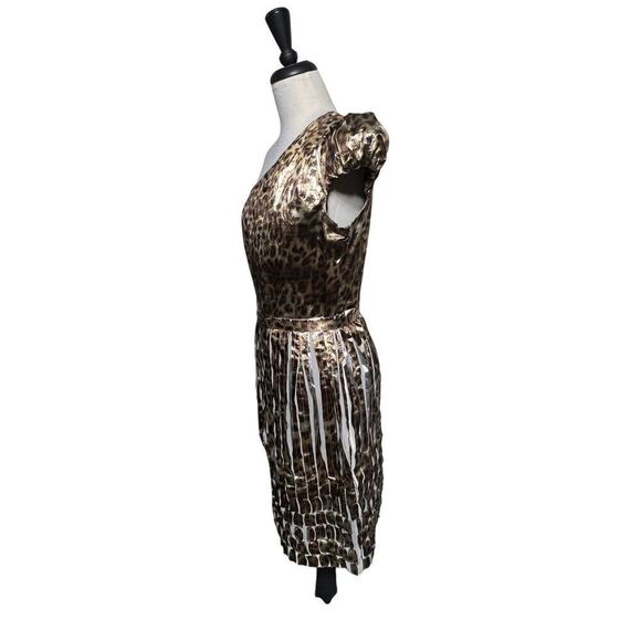 ST. JOHN Couture NWT Leopard Print One Shoulder Metallic Cocktail Dress Size 6 - Picture 9 of 14